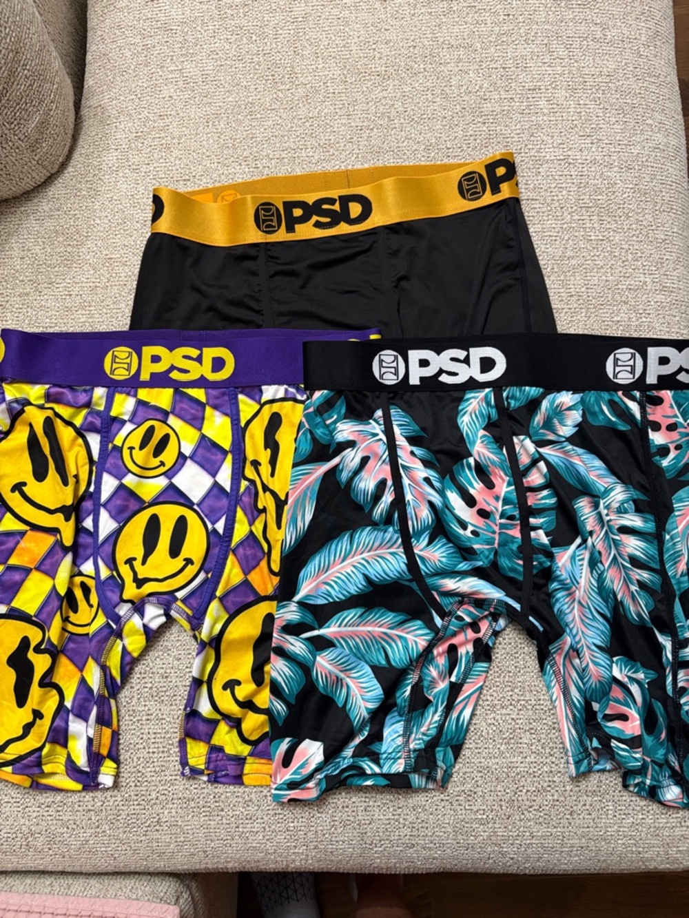 NWOT PSD Men’s Boxer Briefs Bundle Black, Yellow, Purple, Teal Leaf Print